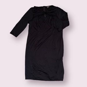 Lane Bryant, 3/4 Sleeve Cross-Front Cutout Dress, Black, Size 14, Women's